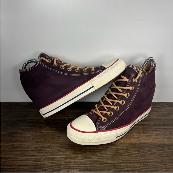 RARE Converse Chuck Taylor All Star Lux Purple Suede Hidden Wedge Heel Size 8 - Picture 5 of 8